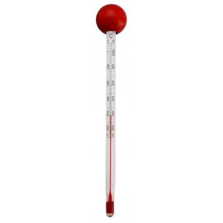 Teethermometer 14cm 110° C mit Holzkugel Rot